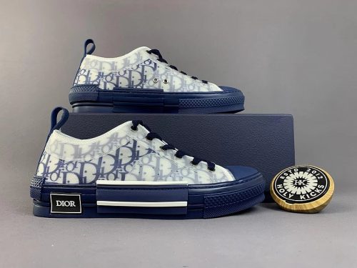 Dior B23 Low Top Sneakers Oblique Canvas Navy and White