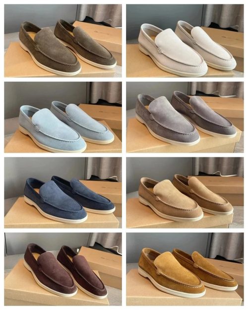 Loro Piana Summer Walk Suede Loafers Multicolor