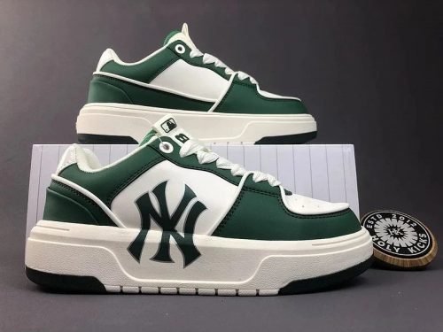 MLB Big Ball Chunky Platform Sneakers Green and White