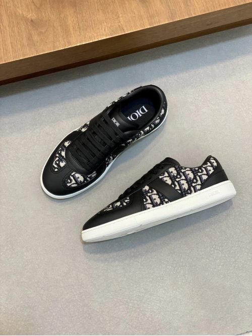 Dior B27 Low Top Sneakers Oblique Canvas Black and White