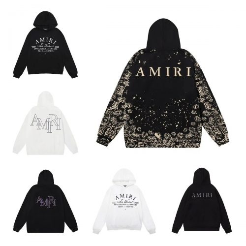Amiri Graphic Print Oversized Hoodie Black and White