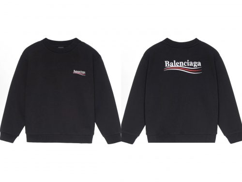 Balenciaga Wave Logo Graphic Cotton Sweatshirt Black