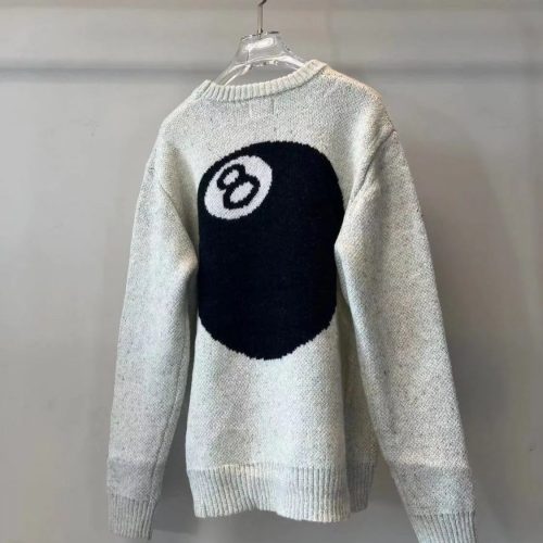 Stussy 8 Ball Graphic Knit Sweater Gray