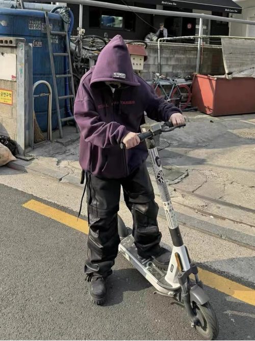 Vetements Sexual Fantasies Oversized Zip-Up Hoodie Purple