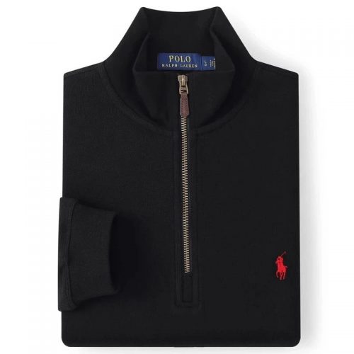 Polo Ralph Lauren PRL Quarter-Zip Pullover Cotton Sweater Black