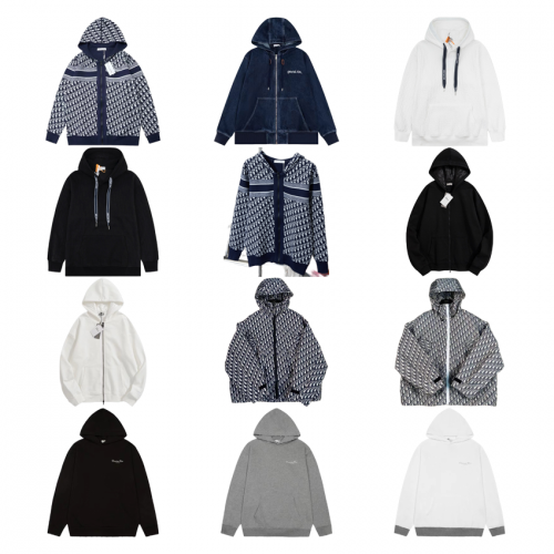 Dior Oblique Pattern Luxury Zip-Up Hoodie Multicolor