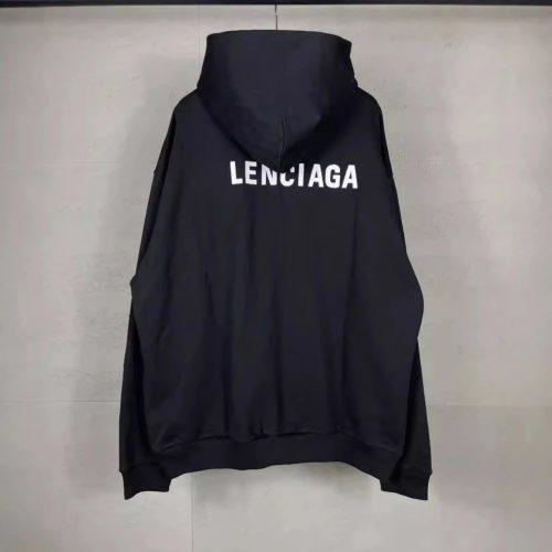 Balenciaga Oversized Graphic Hoodie Black