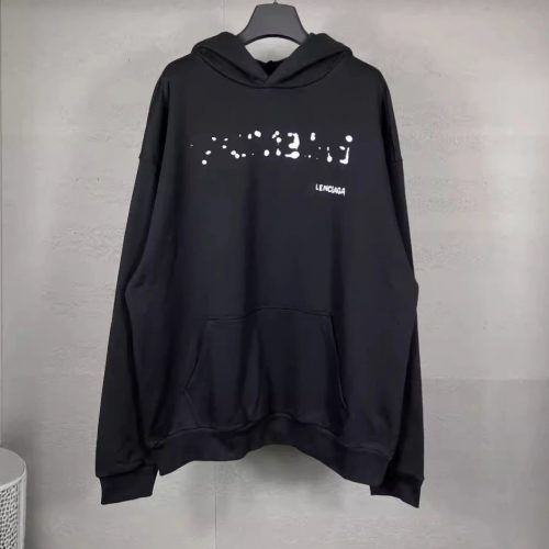 Balenciaga Paint Splatter Oversized Hoodie Black