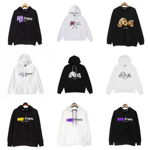 Palm Angels Bear Graphic Streetwear Hoodie Multicolor