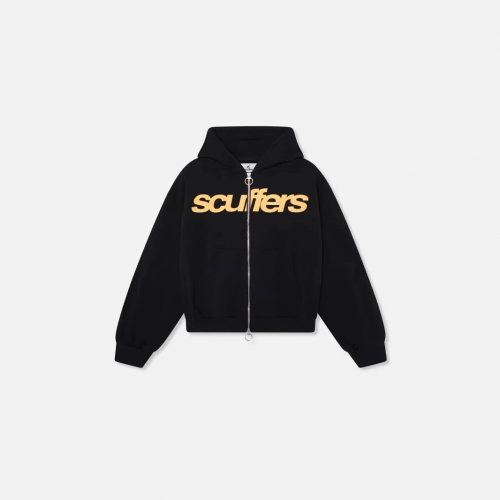 Scuffers Logo Zip-Up Oversized Hoodie Black