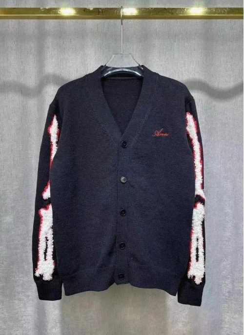 Amiri Skeleton Knit Cardigan Black
