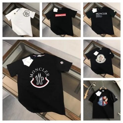 Moncler Graphic Print Cotton T-Shirt Black and White