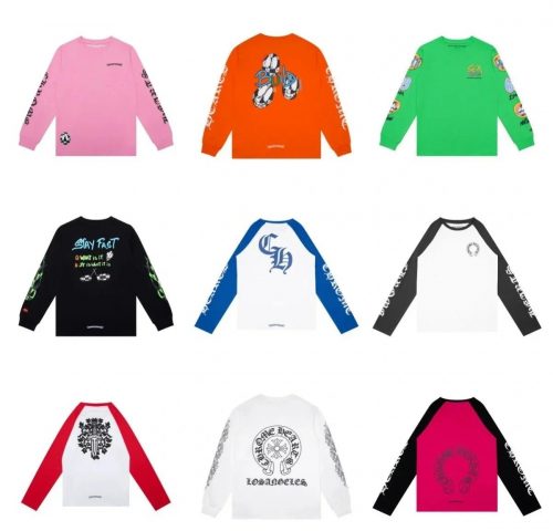 Chrome Hearts Graphic Long Sleeve T-Shirt Streetwear Cotton Multicolor