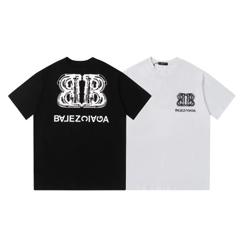 Balenciaga BB Mirror Graphic Tee Cotton T-Shirt Black and White
