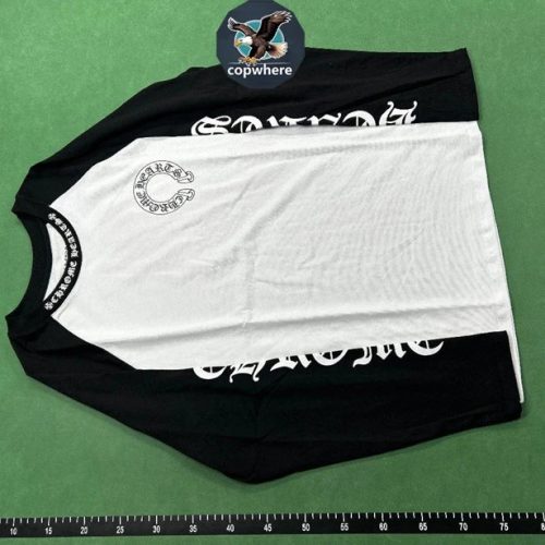 Chrome Hearts Horseshoe Print Cotton Long Sleeve Shirt Black and White