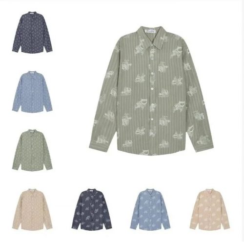 Dior Oblique Striped Cotton Button-Down Shirt Green