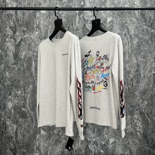 Chrome Hearts Matty Boy Graphic Cotton Long Sleeve Shirt Gray
