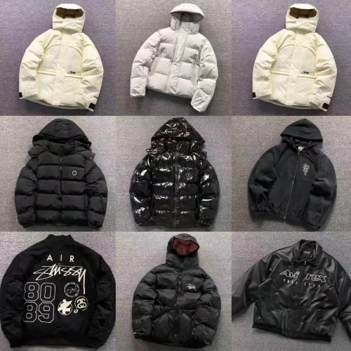 Stussy Puffer Jacket Lightweight Warm Hooded Jacket Black