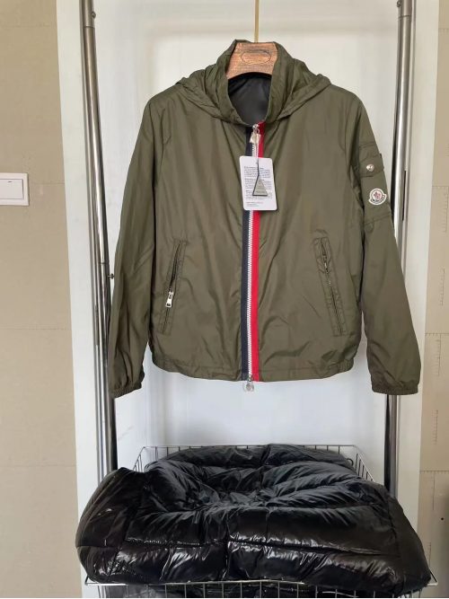 Moncler Reversible Windbreaker Lightweight Jacket Olive