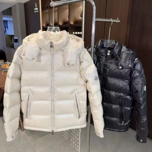 Moncler Maya Shiny Puffer Jacket White and Black