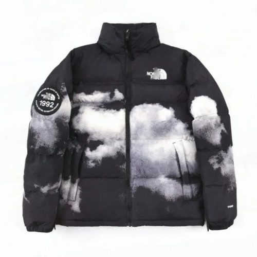 The North Face TNF Nuptse 1992 Cloud Print Puffer Jacket Black and White
