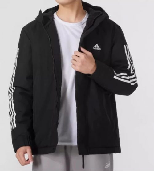 Adidas 3-Stripes Hooded Sporty Jacket Black