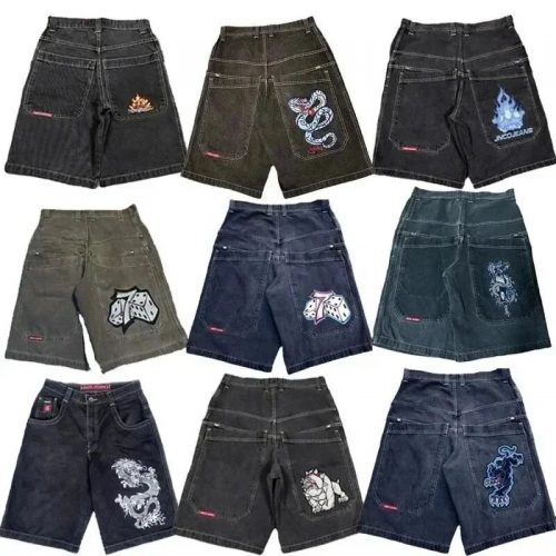 JNCO Graphic Denim Shorts Vintage Streetwear Black