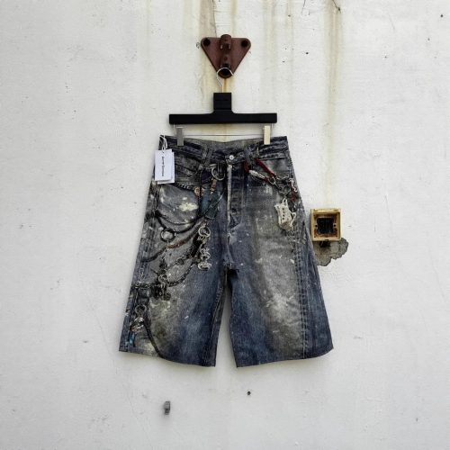 Acne Studios Distressed Denim Shorts Vintage Streetwear Shorts Blue