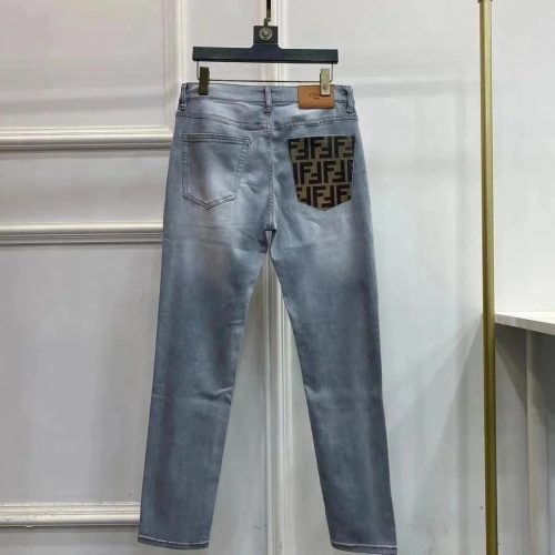 Fendi FF Logo Pocket Slim Fit Jeans Blue