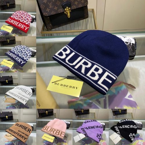 Burberry Logo Knit Beanie Winter Hat Multicolor