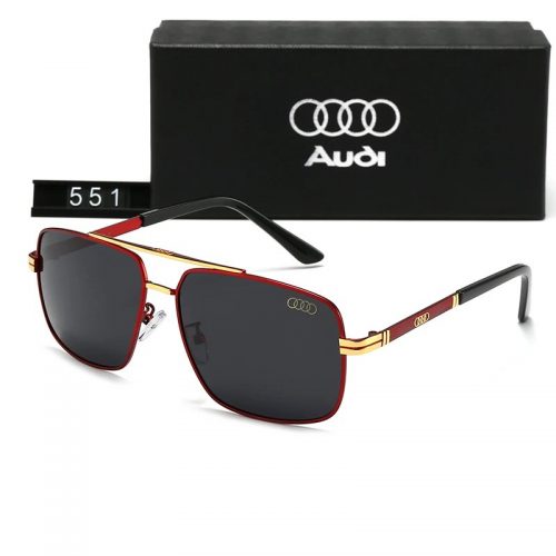 Audi Aviator Polarized Sunglasses Red and Gold