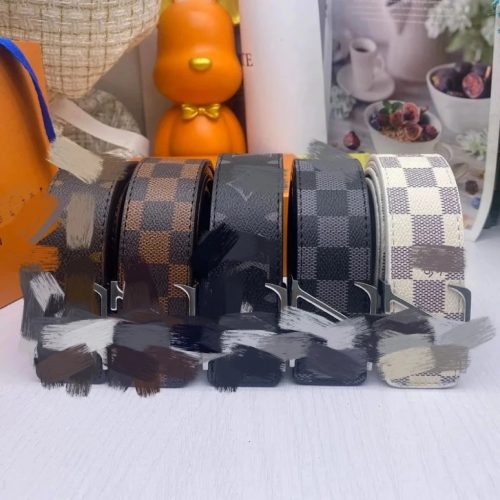 Louis Vuitton LV Damier and Monogram Pattern Classic Belt Multicolor