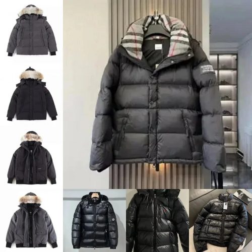 Burberry Checked Collar Puffer Jacket Casual Winter Jacket Black
