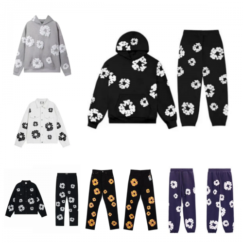 Corteiz CTZ Rules The World Floral Print Hoodie Casual Sweatshirt Black