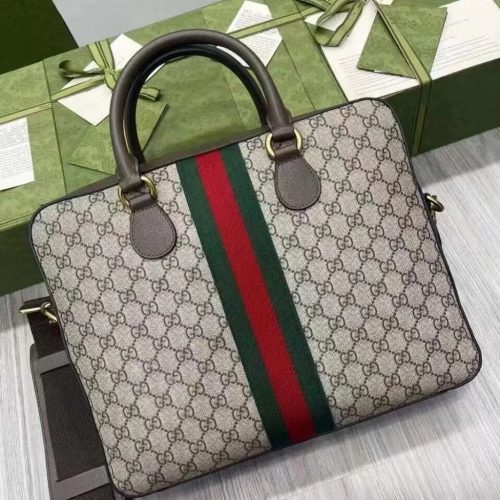 Gucci Ophidia GG Supreme Business Briefcase Brown