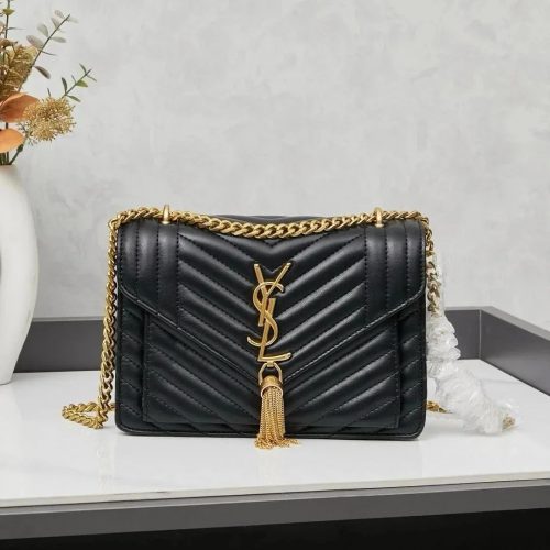Yves Saint Laurent YSL Kate Tassel Quilted Leather Shoulder Bag Black