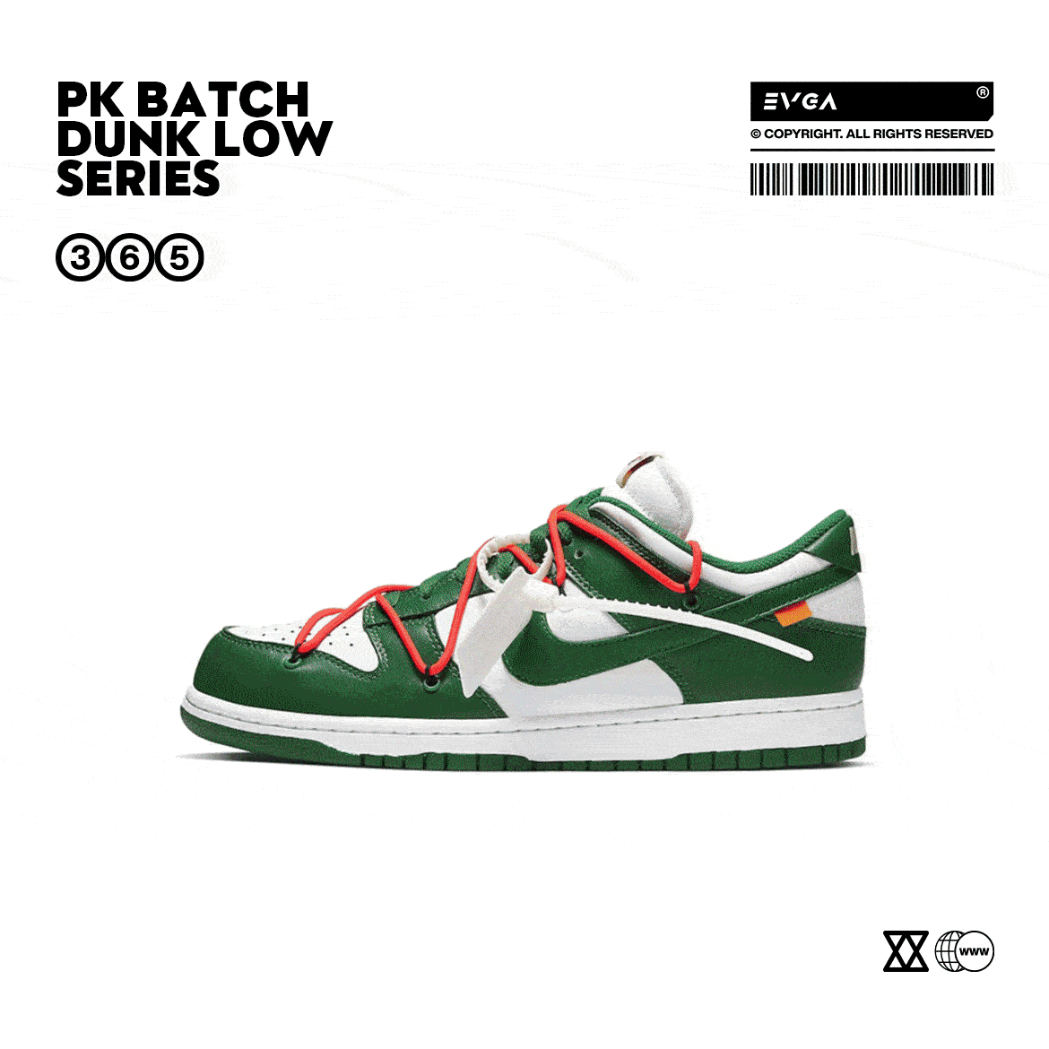 Nike Off-White Dunk Low Lot 2 Chunky Sneakers Green and White