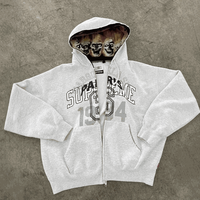 Supreme MM6 Maison Margiela Oversized Zip-Up Hoodie Gray