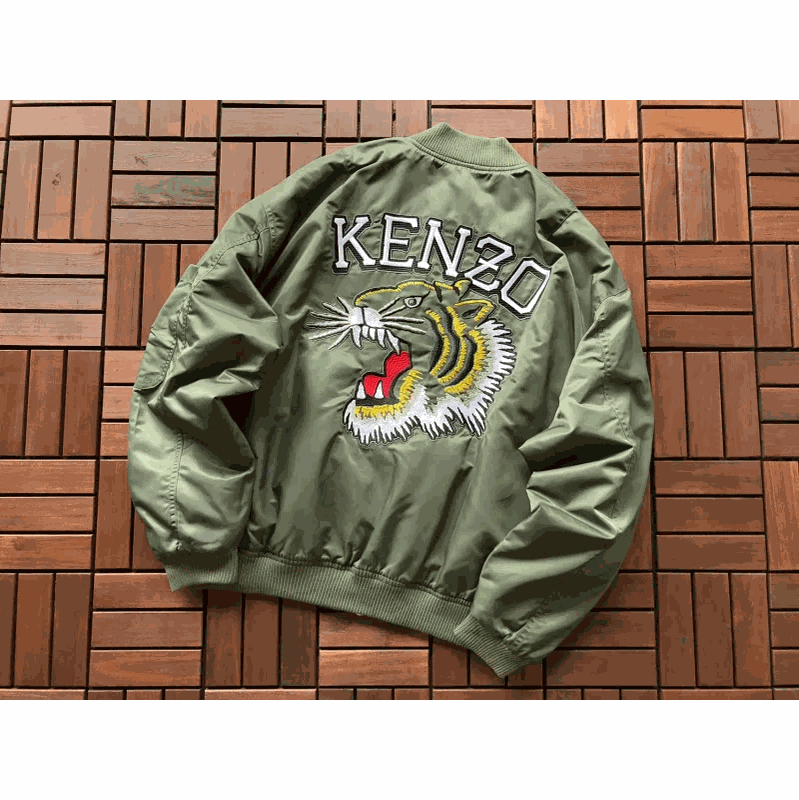 Kenzo Tiger Embroidery Bomber Jacket Green