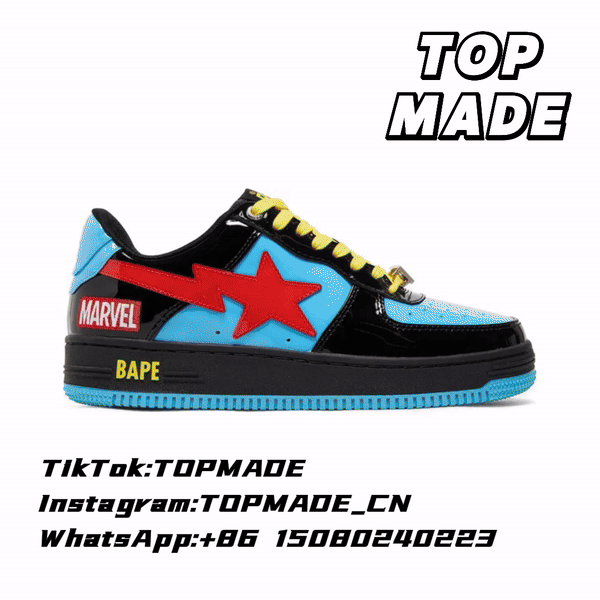 A Bathing Ape BAPE Bapesta Marvel Patent Leather Sneakers Multicolor