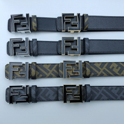 Fendi FF Buckle Belt Leather Waist Accessory Multicolor