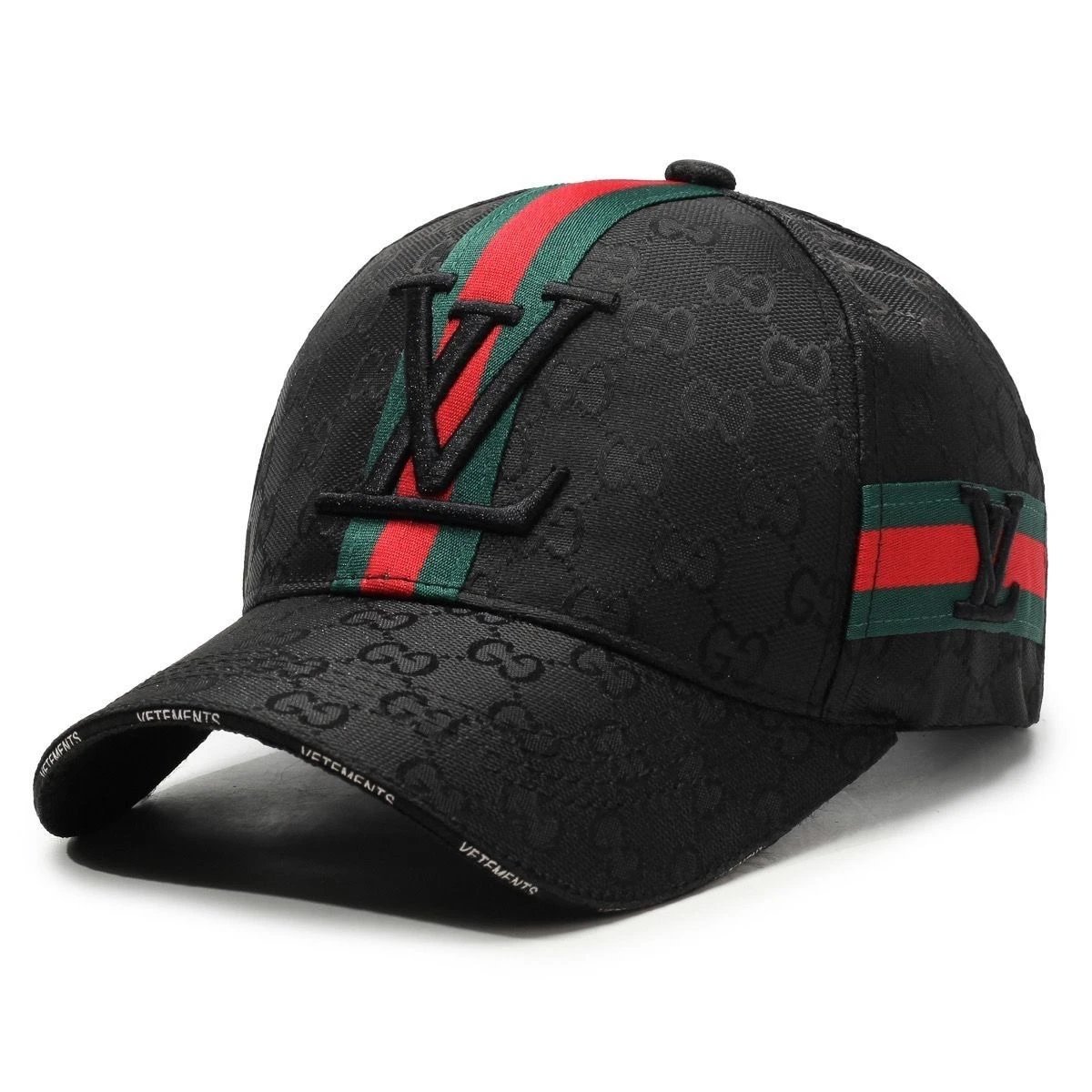 Louis Vuitton LV Baseball Cap Casual Hat Black Red Green Stripe