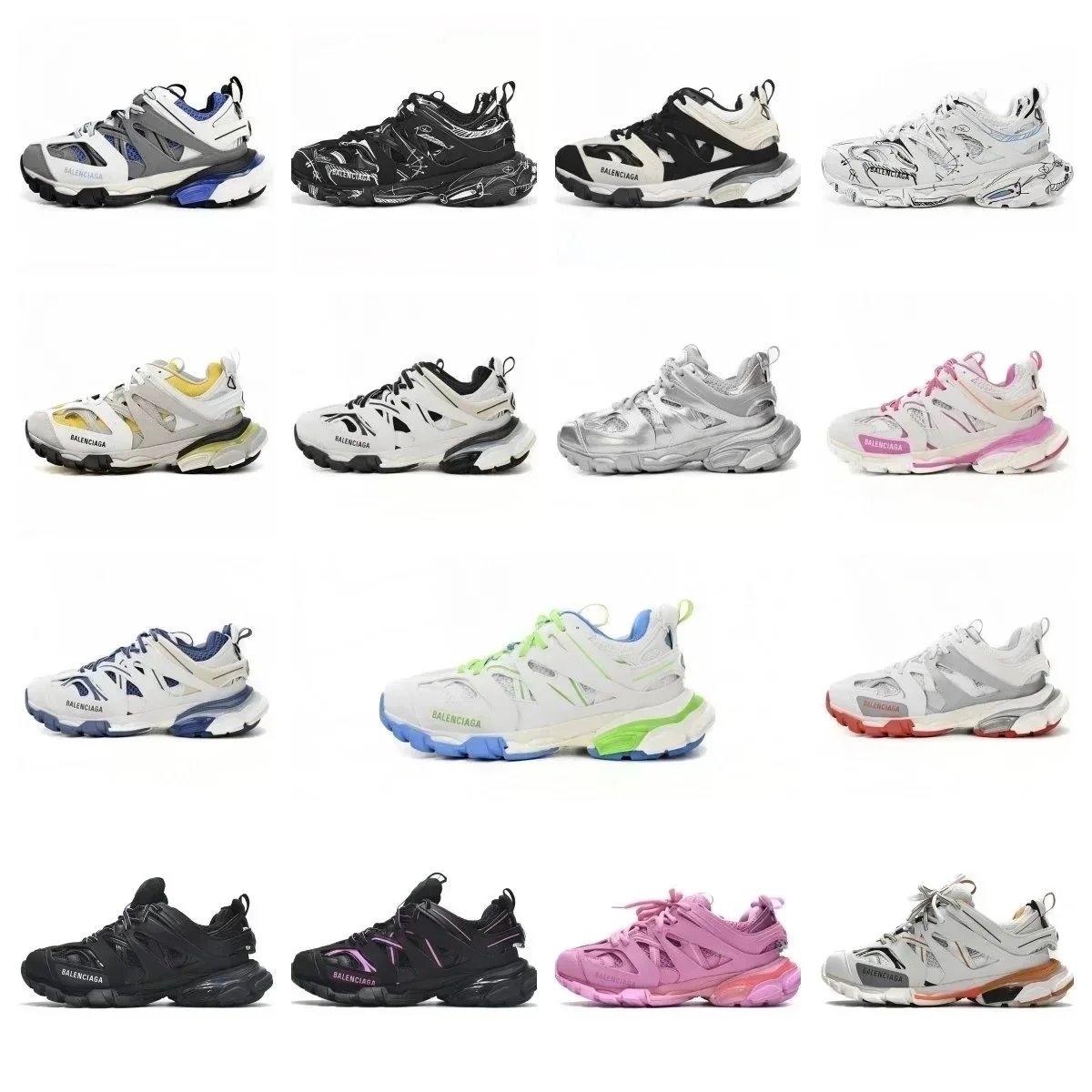 Balenciaga Track Sneakers Chunky Running Shoes Multicolor