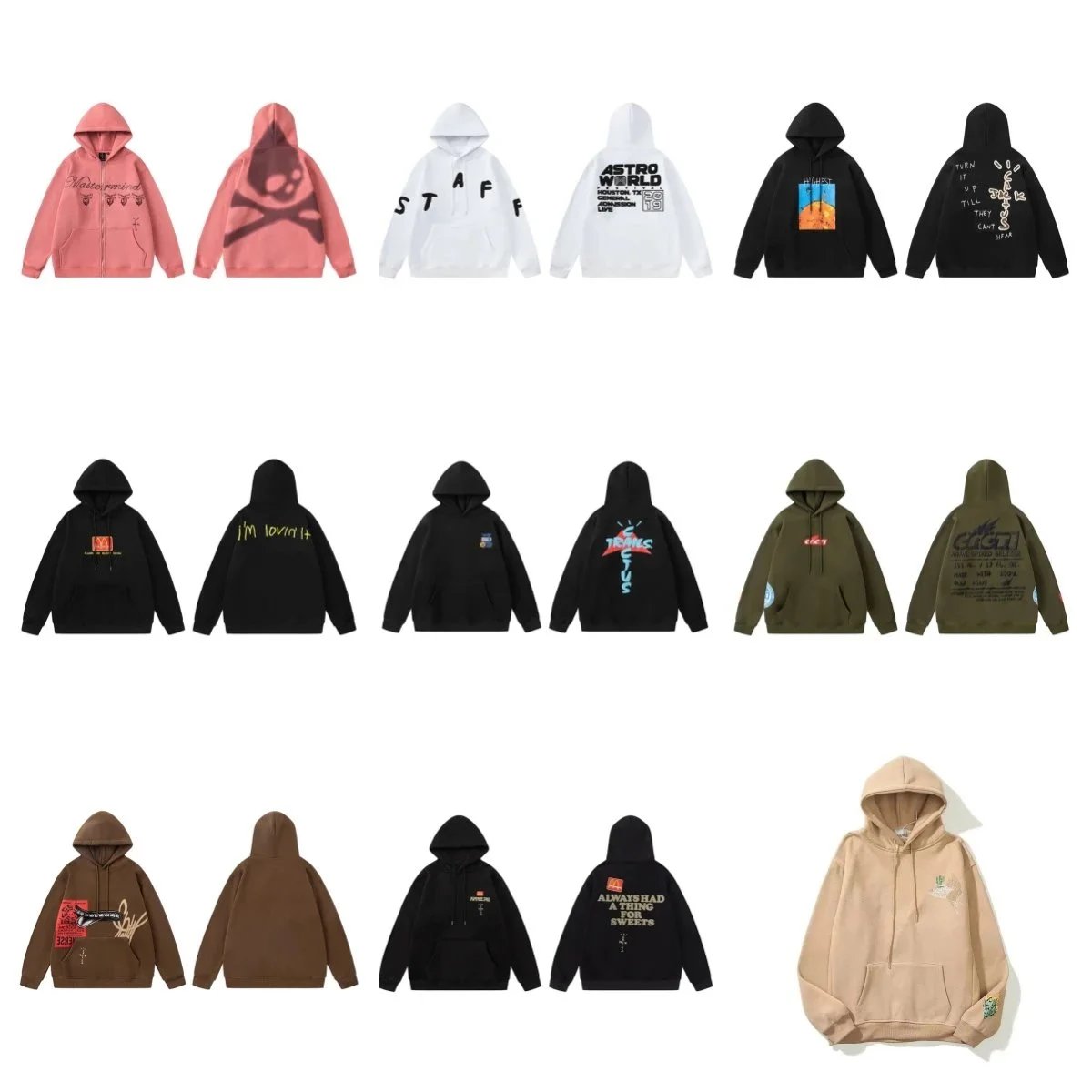 Travis Scott Cactus Jack Astroworld Hoodie Collection Casual Hoodies Multicolor