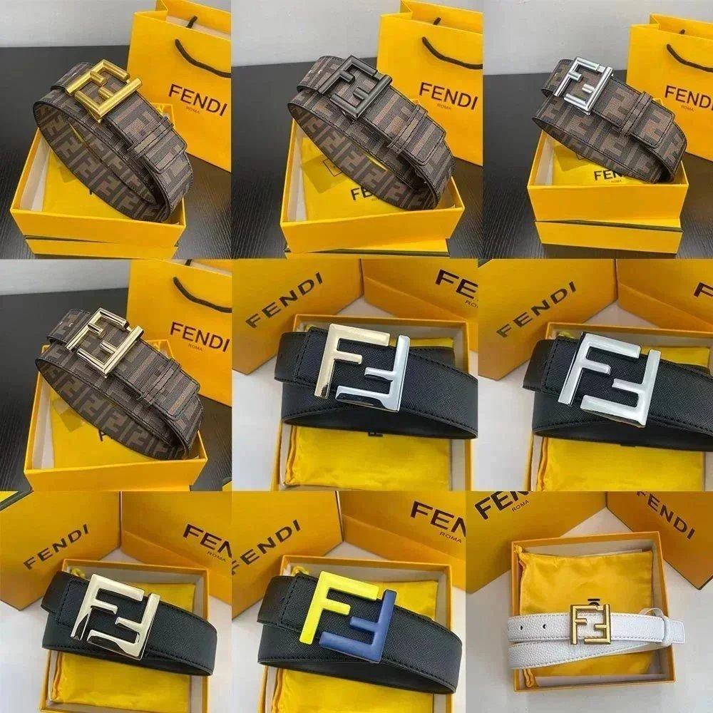 Fendi FF Buckle Leather Belt Brown and Black