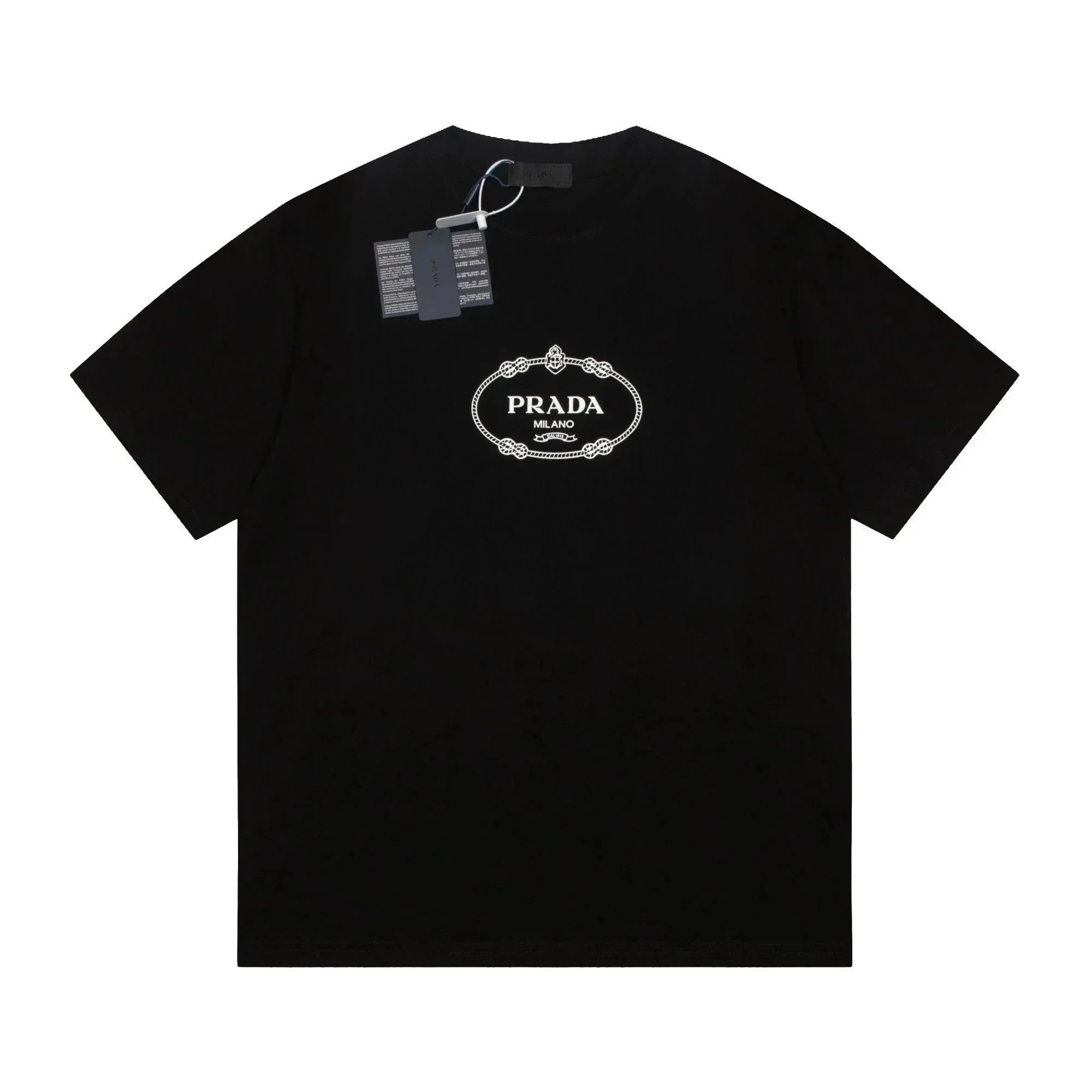 Prada Milano Logo Print Graphic Tee Black