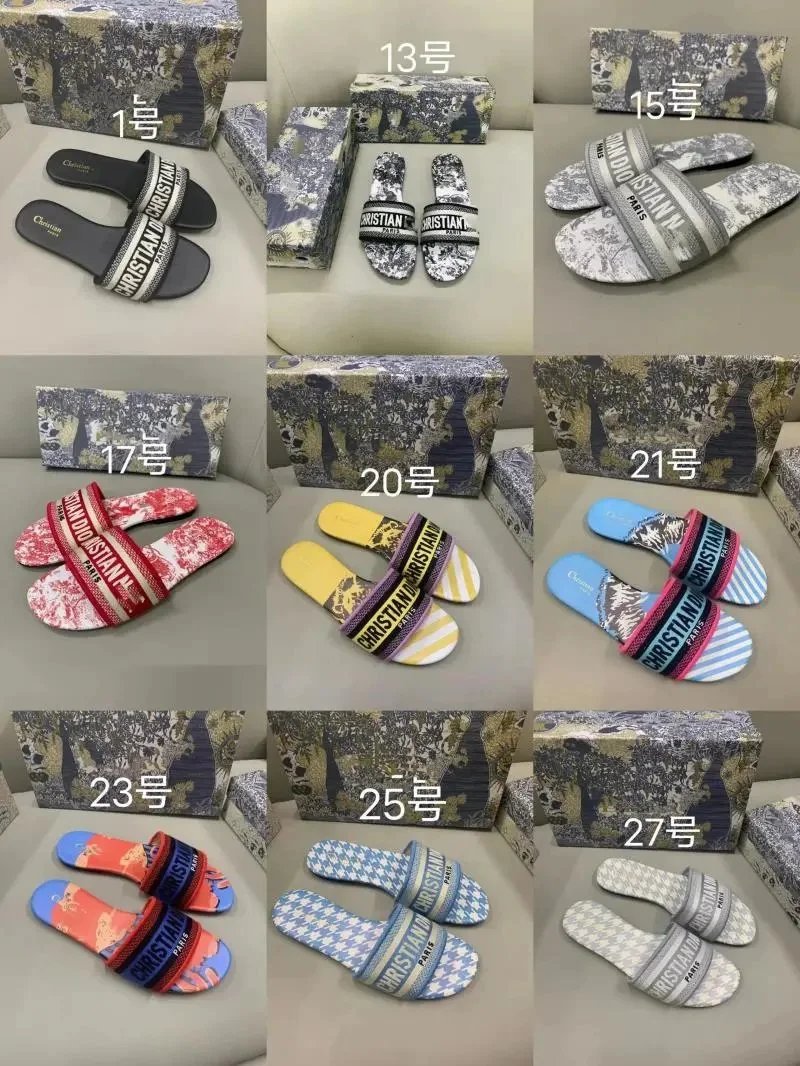Christian Dior Dway Slide Sandals Casual Summer Shoes Multicolor