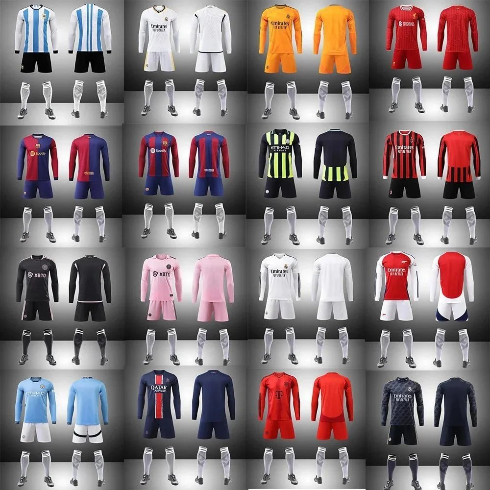 Design Football Jersey Set Long Sleeve Soccer Kit Multicolor