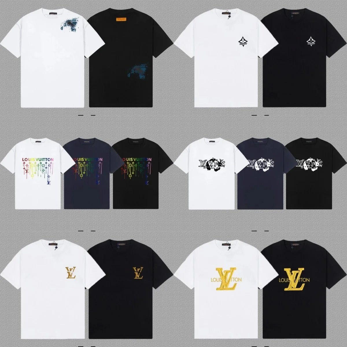 Louis Vuitton LV Gold LV Embroidered T-Shirt Cotton White