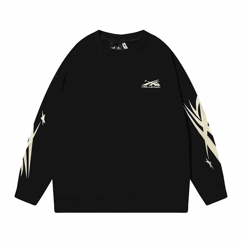 Hellstar Star Print Crewneck Sweatshirt Casual Black